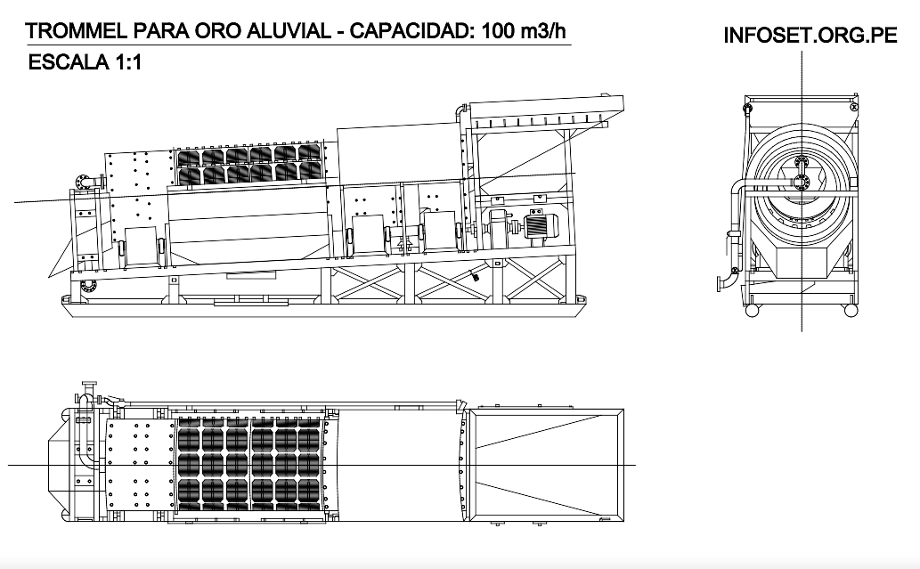 tromel oro aluvial 100m3/h